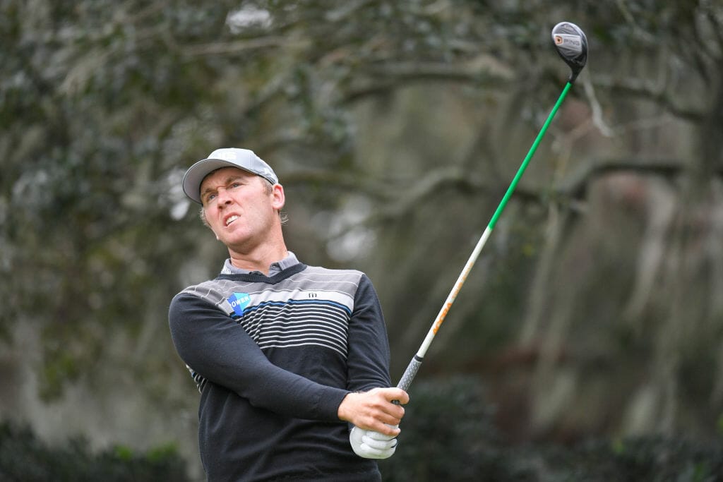 SEA ISLAND, GA - NOVEMBER 15: Seamus Power of Ireland tees off on the second hole tee box during the first round of The RSM Classic at the Sea Island Resort Plantation Course on November 15, 2018 in Sea Island, Georgia. (Photo by Ben Jared/PGA TOUR)