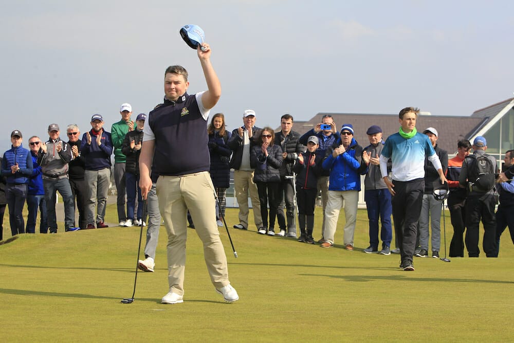 Caolan Rafferty (Dundalk) puts to win The West of Ireland Open Championship in Co. Sligo Golf Club, Rosses Point, Sligo on Sunday 7th April 2019. Picture: Thos Caffrey / www.golffile.ie