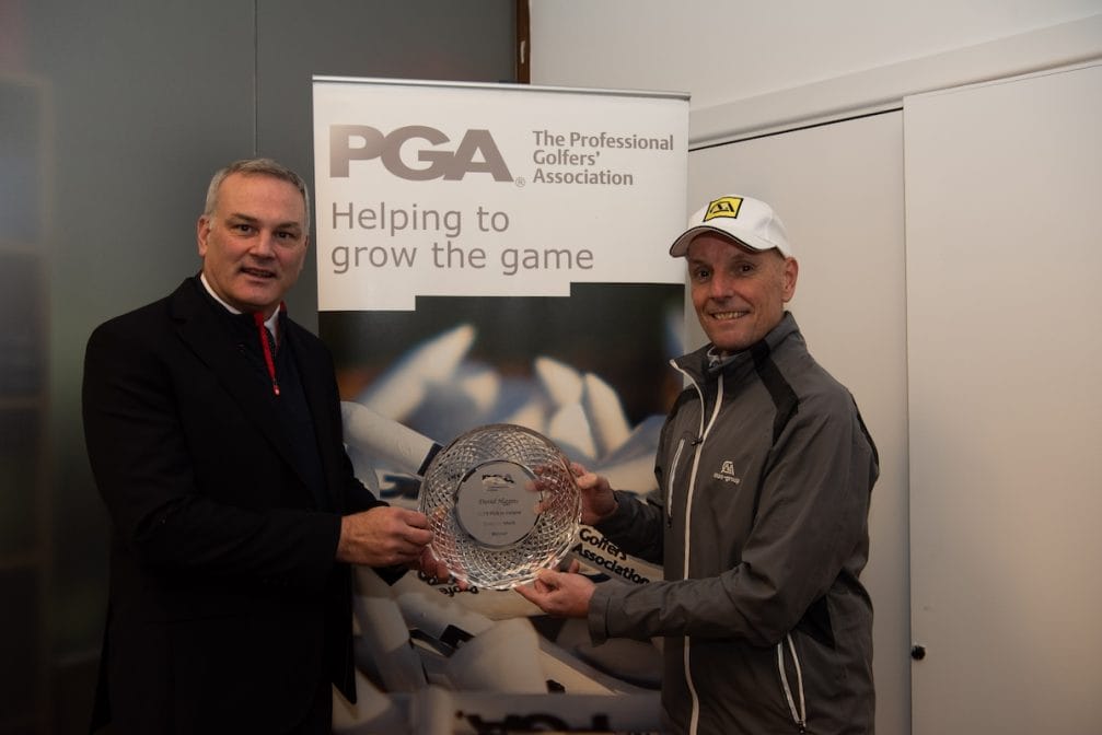 PGA in Ireland Manager Conor Dillon with David Higgins, Order of Merit Winner 2023